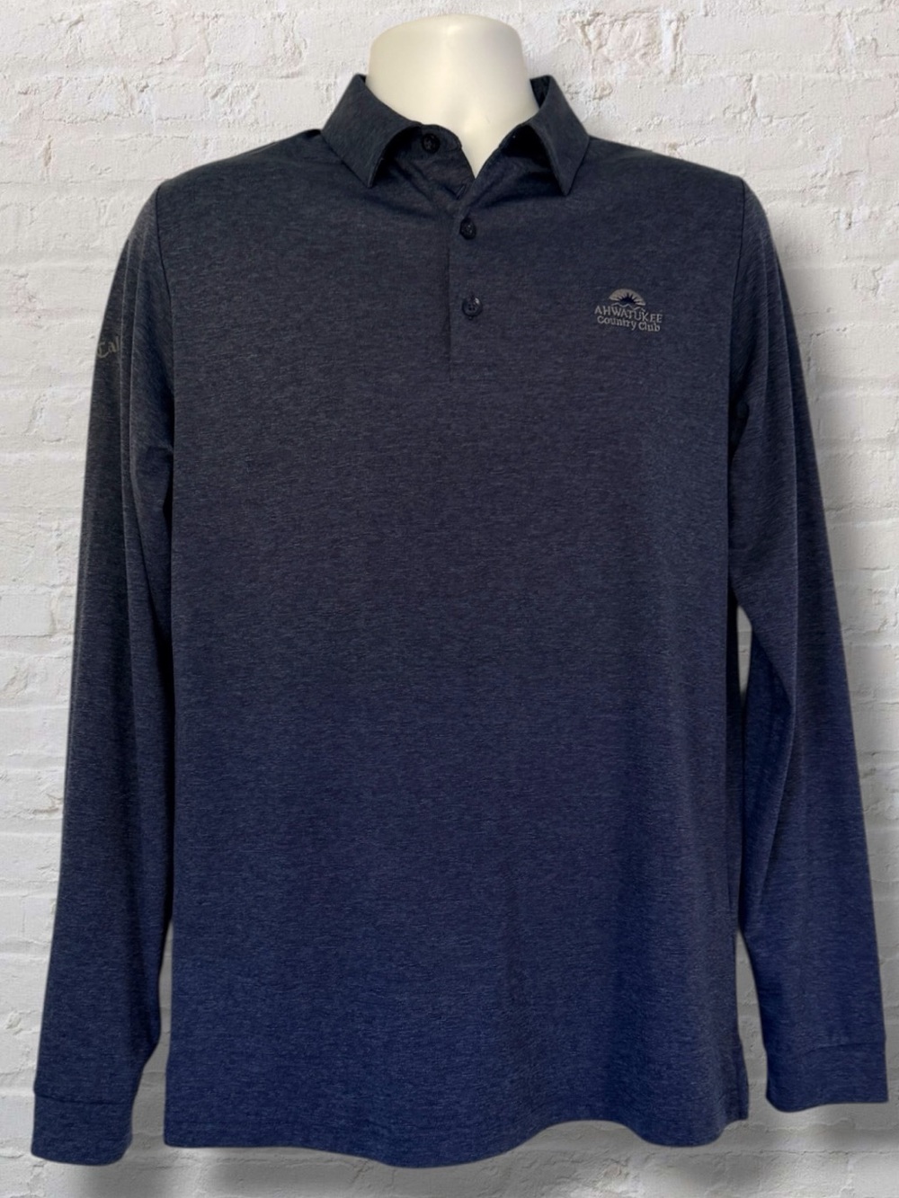 Callaway Opti-Dri Swing Tech Long Sleeve Golf Polo Men's Medium Navy Heather